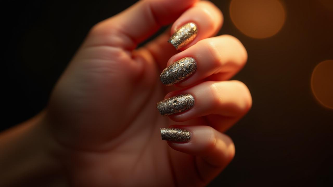 Custom festive nail art with intricate patterns