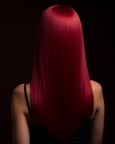 Rambut hitam diwarnakan merah burgundy terang